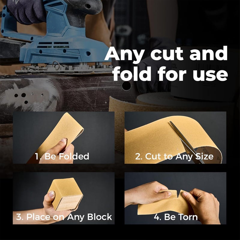 toolant 220 Grit Sandpaper Roll, 2-3/4" Wide 12 Yard Longboard Hook and Loop Sandpaper for Automotive,Woodworking, Metal, Plastic, Sanding Blocks - Image 5